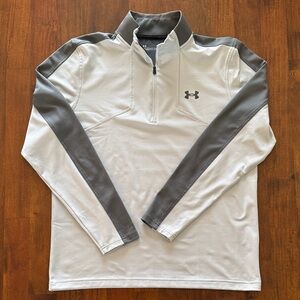 Under Armour White & Gray 1/4-Zip Performance Pullover